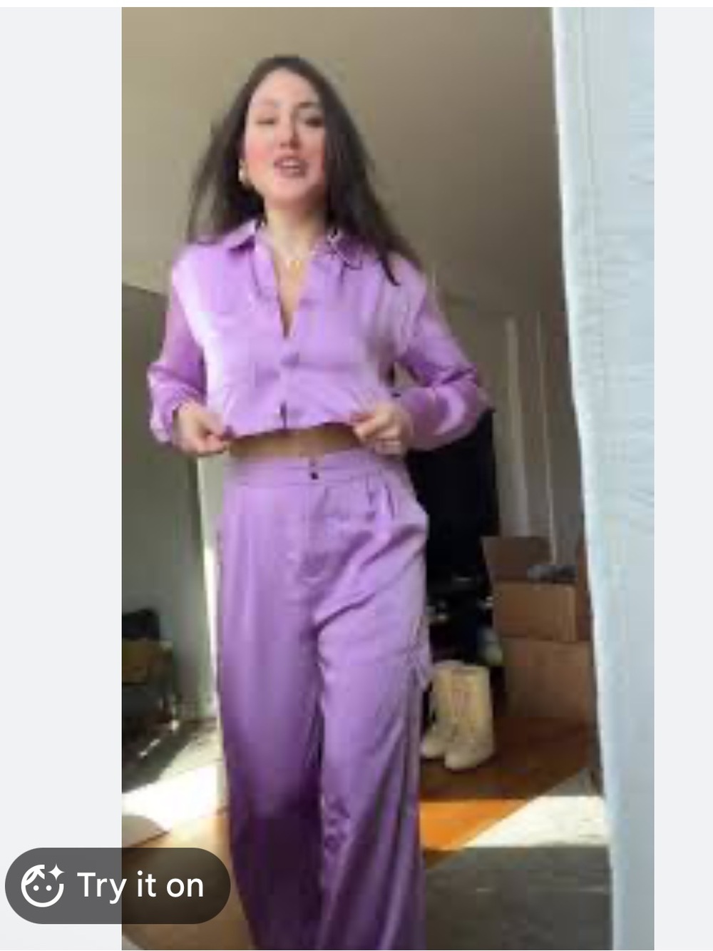 House of Harlow 1960 Purple Satin Wide-Leg Pants Set Size Medium